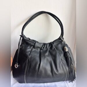 Brighton Garbo Leather Black Hobo Satchel Shoulder Purse Bag